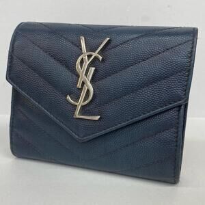 SAINT LAURENT V Stitch Three Fold Wallet